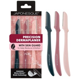JAPONESQUE Dermaplaner Facial Razors - 3 Piece Set, Facial Hair Razor Kit - One Blade Dermaplane Razor For Women