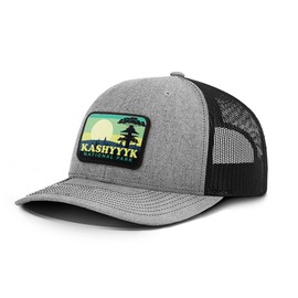 Kashyyyk National Park Patch - Cotton Snapback Hat - Breathable Mesh Side for Casual Wear & Outdoor Activities - Baseball Cap Women and Men (Heather Front/Black Mesh)