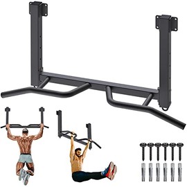 Kipika Multifunctional Joist Mounted Pull Up Bar, 4 Levels of Height Adjustment, Multi-Angle Grip, Chin Up Bar Joist Mount for Crossfit Training, Home Gym Workout Strength Training Equipment