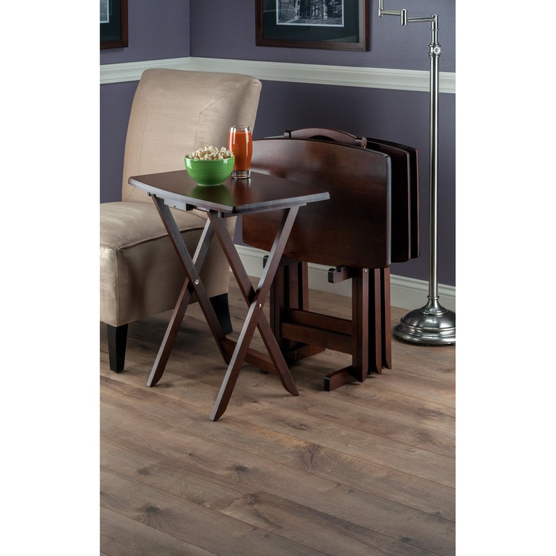 Winsome 94517 5pc Tv Table, Angle Shaped Tables With Stand-walnut