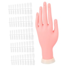 PACKOVE Silicone Nail Art Practice Hand Model Nail Tips Bendable Manicure Training Tool for Professionals and Beginners Design Practice and UV Gel Application