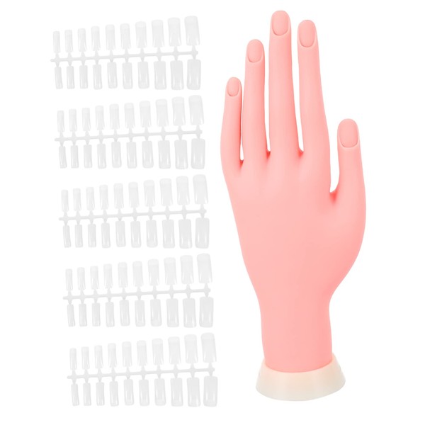 PACKOVE Silicone Nail Art Practice Hand Model Nail Tips Bendable