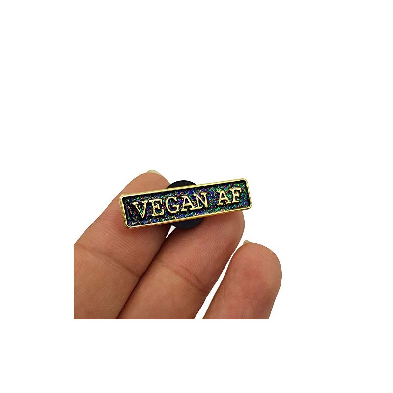 Vegan AF Black Glitter Enamel Pin Badge