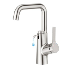 CREA Kitchen Faucets with Soap Dispenser,Swivel Right Angle Spout Bar Sink Faucet Single Hole 1 Handle Brushed Nickel Pre Wet Utility Faucet Laundry Room RV Bathroom Marine Stainless Steel