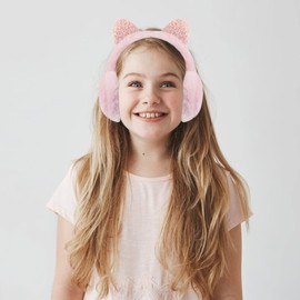 Forreen Ear Muffs Kids, 2 Pieces Ear Warmers Winter Plush Soft Adjustable Earmuff Cute Cartoon Cat Ear Ear Muffs Anti-Cold Ear Covers for Outdoor Activities Winter