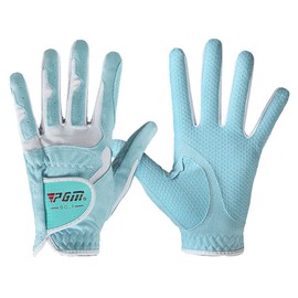 Guantes de golf para mujer, un par (4 opciones de color), sistema de agarre mejorado PGM, frescos y cómodos, Azul, Pequeño