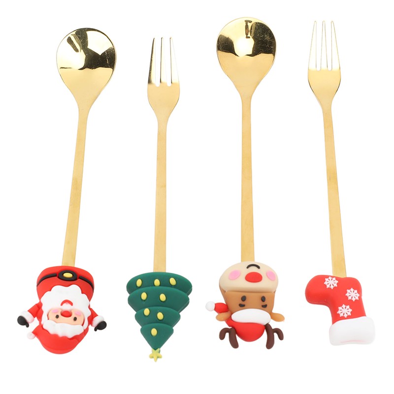 Christmas Spoons Forks Stainless Steel Cute Stylish Christmas Tableware Set