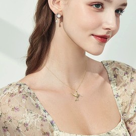 Agriajun Lucky Bird Gold Pendant Costume Necklace for Women - Dainty Link Chain Sparkly Colorful Cubic Zirconia Christmas New Year Gifts