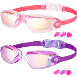 EasYoung Kids Swim Goggles, 2-Pack Swimming Goggles for Children, Teens, Boys or Girls, UV Protection Swim Pool Goggles