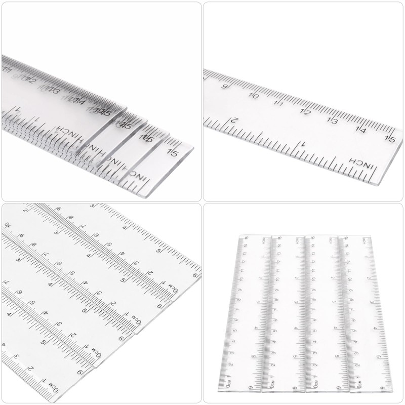 6PCS Small Rulers for School 15cm, Clear Plastic Ruler Measuring