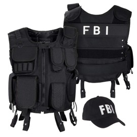 Black Snake SWAT/Police/FBI Agent Fancy Dress Vest and Baseball Cap xl/xxl FBI