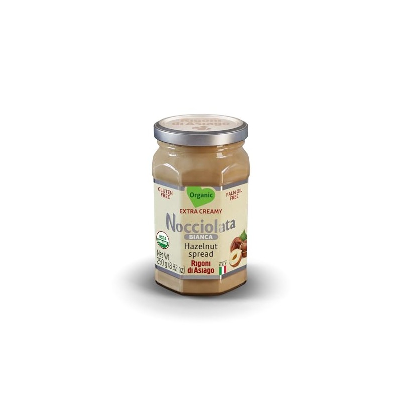 Rigoni di Asiago Nocciolata Bianca Organic Hazelnut Spread, 8.82 oz,