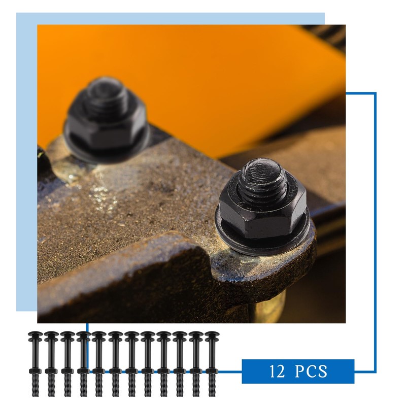 Zonon 12 Sets 1/2 x 4 Inch Black Carriage Bolt