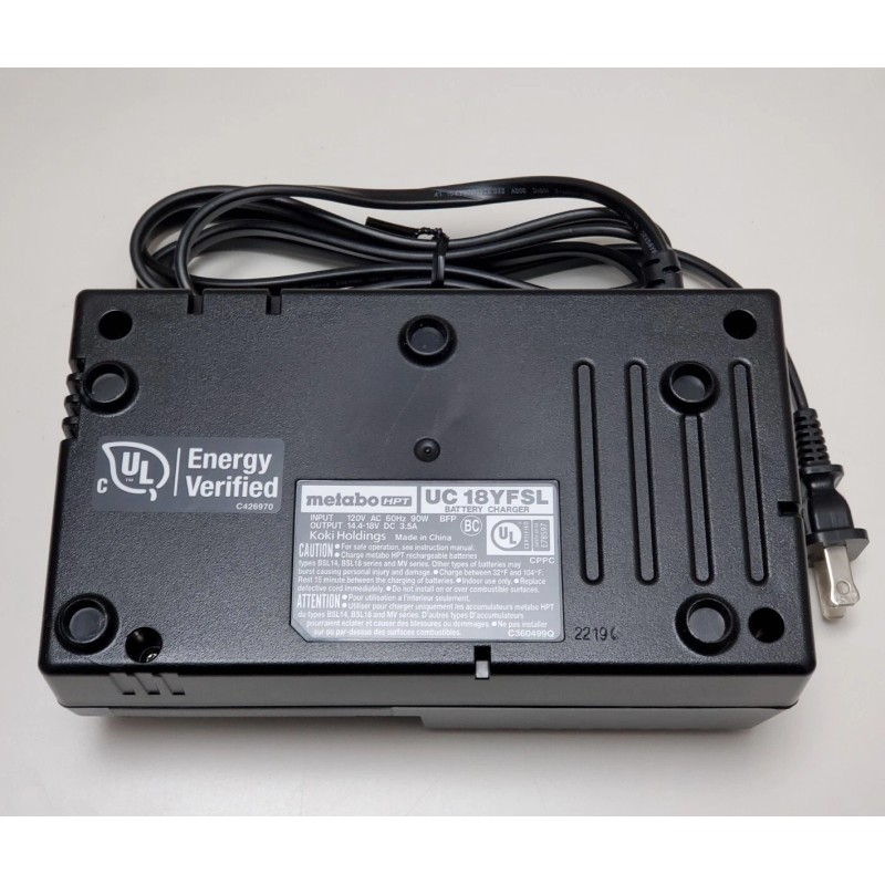 Metabo HPT Hitachi UC18YFSL 14.4-18v Battery Charger With Cooling System