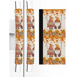 FADADII11 Fall Thanksgiving Refrigerator Door Handle Cover Gnome Pumpkin Sunflower Dishwasher Microwave Oven Fridge Stove Handles Retro Maple Leaves Fridge Protector Kitchen Appliance Decor 2 PCS