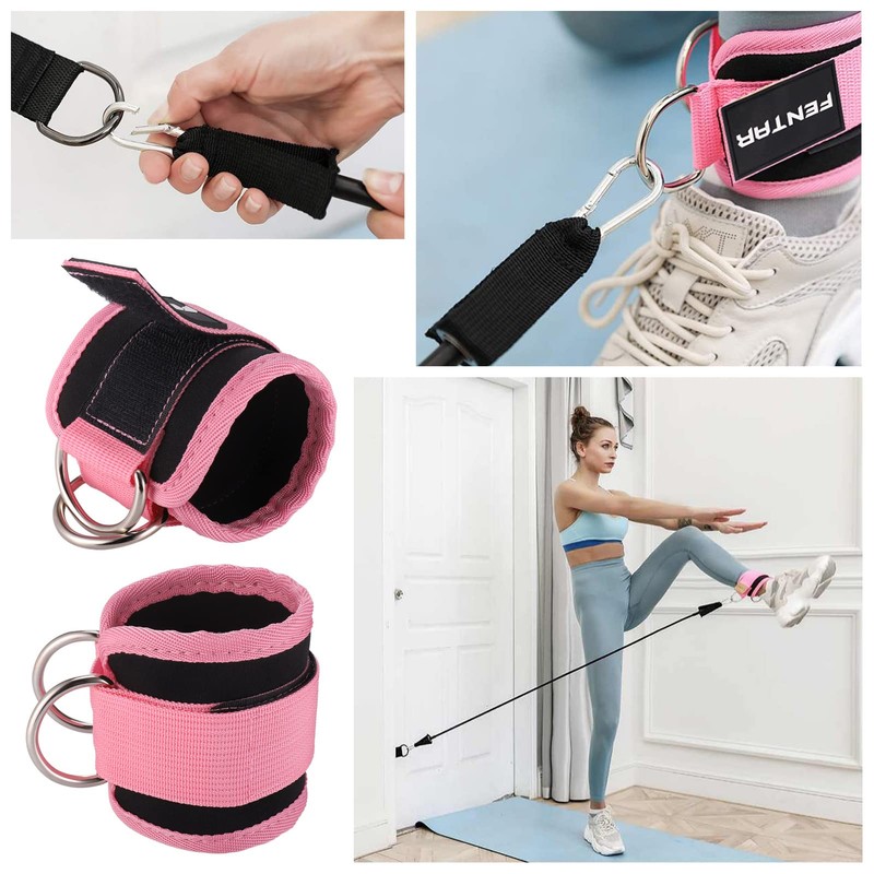 Fentar 2Pcs Adjustable Ankle Straps for Cable Machine, Comfortable Gym