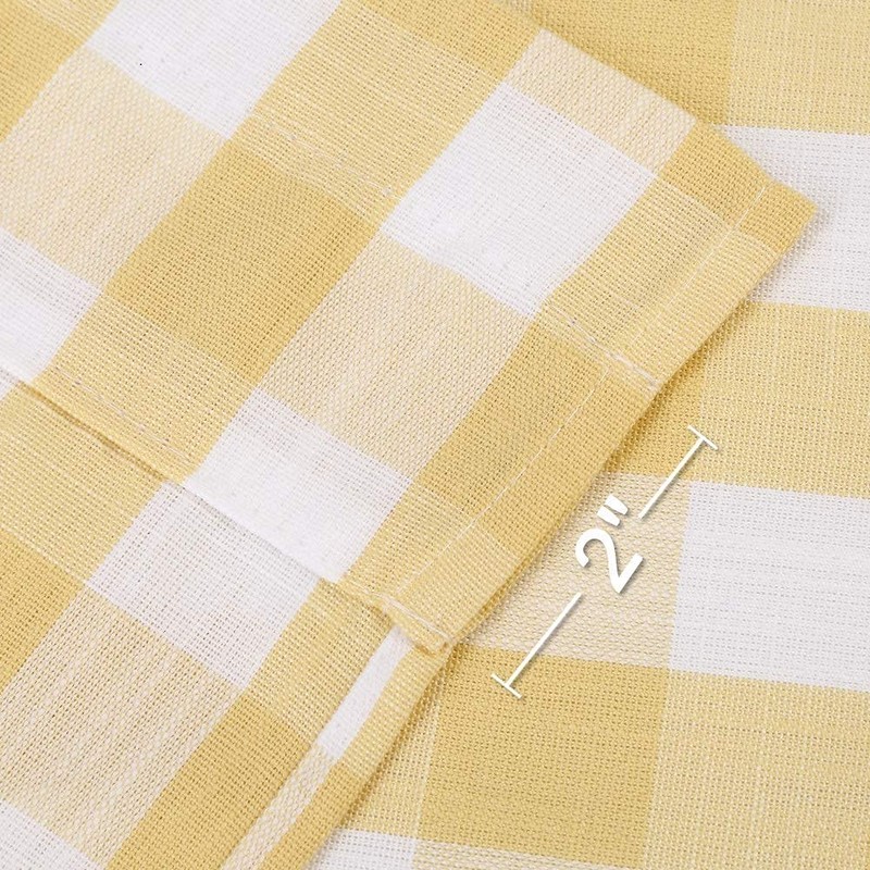 Bapawfish Yellow White Cafe Kitchen Curtains 45 Inches Length, Buffalo