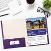 Better Office Products Purple Paper 2 Pocket Folders with Prongs,