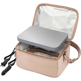 Heat - Electric Lunch Bag & Food Warmer for Reheating Meals in Car, at Work & More - Heated Lunch Box Warmer for Adults, Students & Shift Workers, 12V/24V Auto & 120V Wall Cords (Sand) - Color: Blush