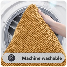 flintronic Non-Slip Bath Mat, 40 * 60 cm Chenille Bath Mat, Soft and Comfortable Bathroom Mat, Super Absorbent Fluffy Bath Mats for Bathroom, Machine, Washable Quick Dry-Camel