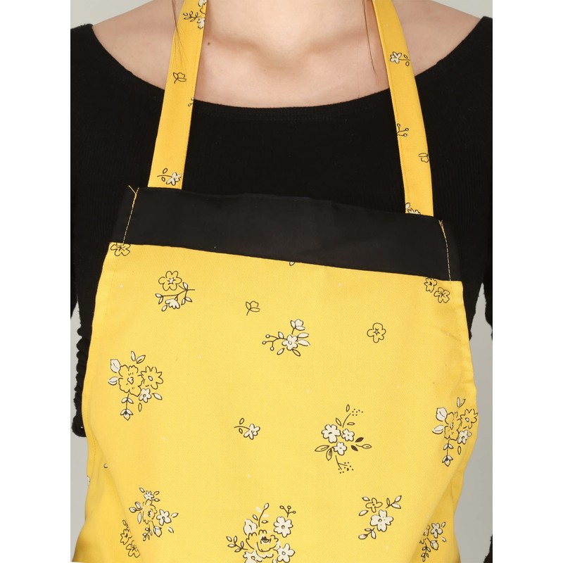 Waterproof Red Cotton Kitchen Apron with Front Pocket