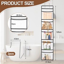 AiQInu Portaoggetti da Appendere, Colgando Organizador con 5 Tasche in Rete e 2 Ganci, Organizer Armadio da Appendere per Organizer Armadio para Dormitorio, Baño, Cocina, Oficina (125 X 31.5cm)
