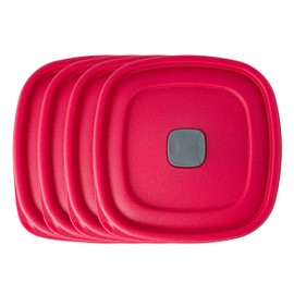 3/5/7 Cup Replacement Lids for Rubbermaid Food Storage Containers Steam Vent (4-Pack, Red)