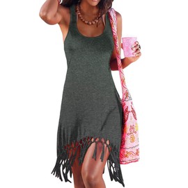 pinziko Women's Summer Sleeveless Dresses Beach Dresses for Vacation Womens Sundresses Gray