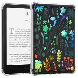 MoKo Case for 7 Inch Kindle Paperwhite (12th Generation) 2024 and Kindle Colorsoft Signature Edition (1st Generation), Ultra Thin Soft Case, TPU Clear Back Protective Case, Transparent, Dazzle Flower
