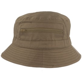 Breiter Bucket Hat | Bucket Hat | Sun Hat - Made of 100% Cotton - with 2 Integrated Pockets - Washable & Foldable, Green