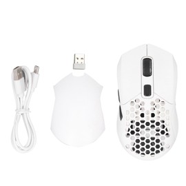 Wireless Mouse 2.4G Or BT5.1 Adjustable DPI Hollowed Out RGB Backlit Plug and Play Gaming Mouse for Gaming Office Study White