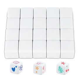 Rounded Empty Six 20 Pieces White Blank Dice, 25 mm Blank Acrylic Cube 6-Sided, DIY Sticker Cube Blank for Painting, White Right Angle Dice for Board Games, Learning, Crafts, Party Fun