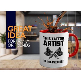 Bubble Hugs Tatto Artist 2Tone Red Mug 11oz - Is Ink-Credible - Tattoo Gifts Tipping Skin Deep Ink Tattoo Lover Tattooing Tattooist