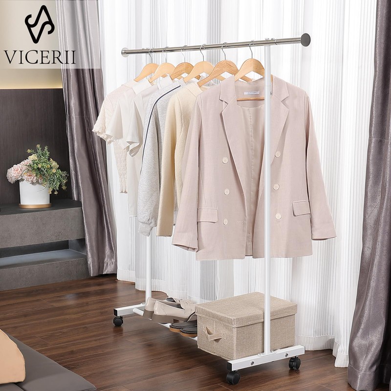 VICERII Clothes Rack, 130LB Capacity Heavy Duty Clothing Rack with