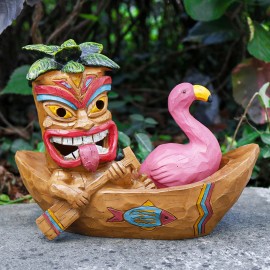 Us  Tiki - Style Flamingo Rowing Boat Lamp, Exotic Tropical Garden DecorColor: like picture, Size: One Size