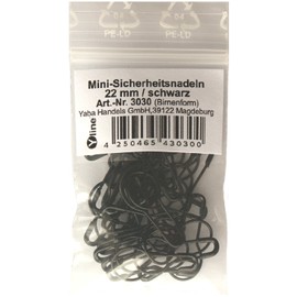 3030 Mini Safety Pins (Pear Shape) Black Approx. 22 mm Pack of 36