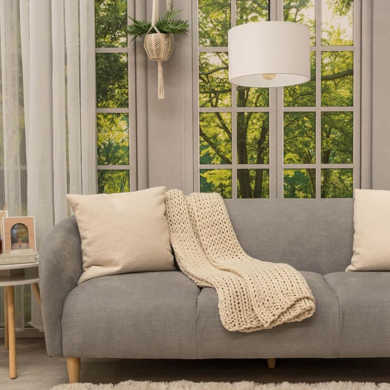 MiniSun | Small Modern White Fabric Drum Light Shade |