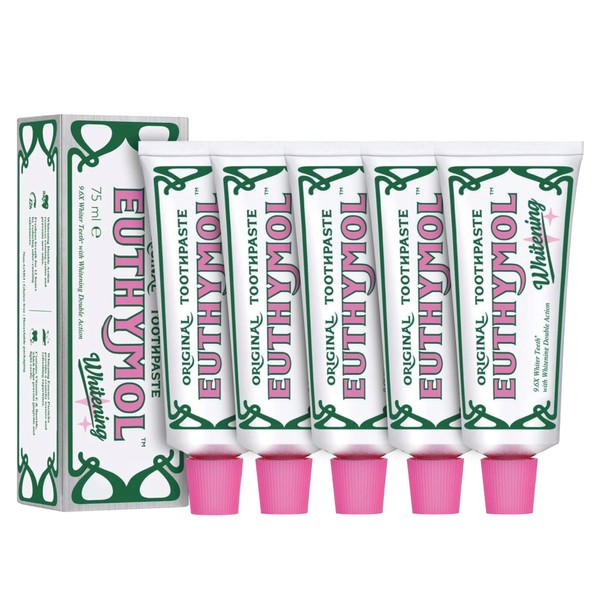 EUTHYMOL Whitening Toothpaste (3.7fl oz, Pack of 5) - Stain