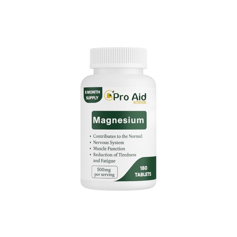Magnesium Tablets 180 Pack by ProAid | Vegan & Vegetarian