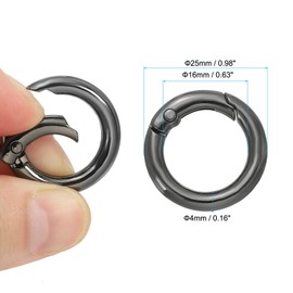 PATIKIL 20mm OD Spring O Rings, 10 Pack Metal Round Clasp Clip Trigger Snap Spring Keyrings Hook Buckle for Purse Handbag Craft Making, Black