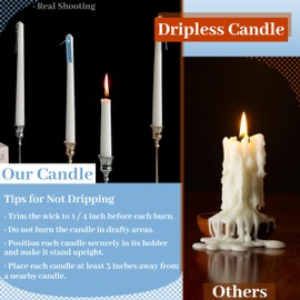 FLAMMUL DRIPLESS White Taper Candles 10 Inch Gardenia Scented Long Candle Sticks Smokeless Tall Stem Candles Set of 4 Dinner Candles for Home Decor Holiday Wedding Party
