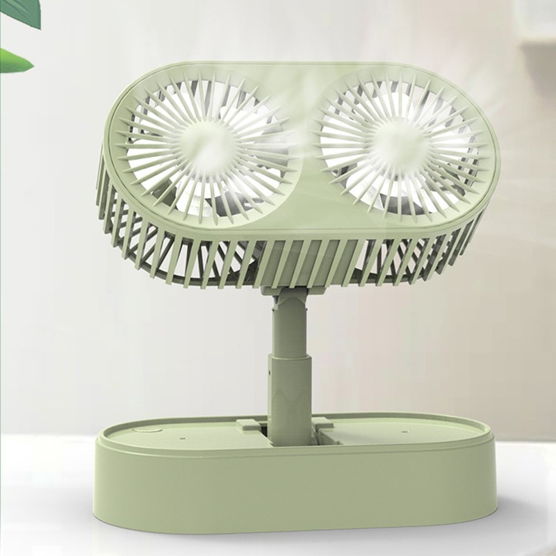 Double Motor Folding Tabletop Fan Rotating Cooling Fan 3 Speed
