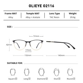 OLIEYE Cat Eye Reading Glasses For Women Retro Design Reader Computer Glasses with Spring Hinges