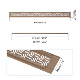 PATIKIL 24 x 2 Inch Door Air Vent Cover, Heavy Duty Aluminum Grille Ventilation Cover Louvered with Mounting Screws for Cabinet Wardrobe Door, Brown