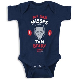 My Dad Misses Tom Brady Baby Apparel for New England Football Fans (NB-7T) (Navy Bodysuit, 6 Months)