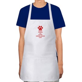 Makoroni - KEEP CALM AND LOVE HIMALAYAN CAT Apron Adjustable Kitchen Chef Apron with 2 Pockets Cooking Baking, Desy97