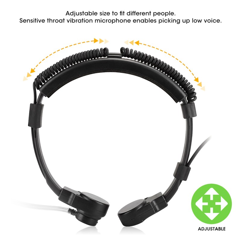3.5mm Throat Mic Microphone Earphone PTT Adjustable Concealed Air Conduit