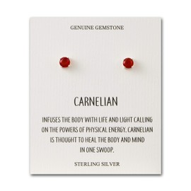 Philip Jones Sterling Silver Carnelian Gemstone Earrings with Quote Card