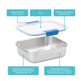 Smash 33063 Meal Box, Stainless Steel, 600 milliliters, Blue