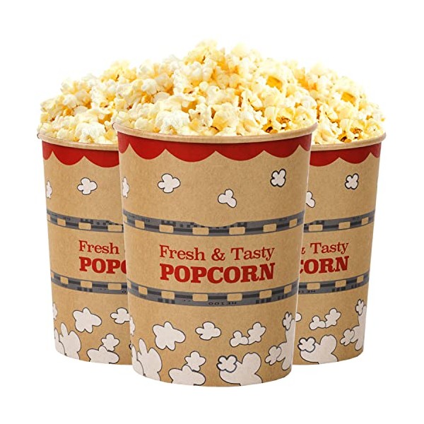 CUSINIUM [32 oz] 50-pack Kraft Popcorn Buckets - Large Popcorn